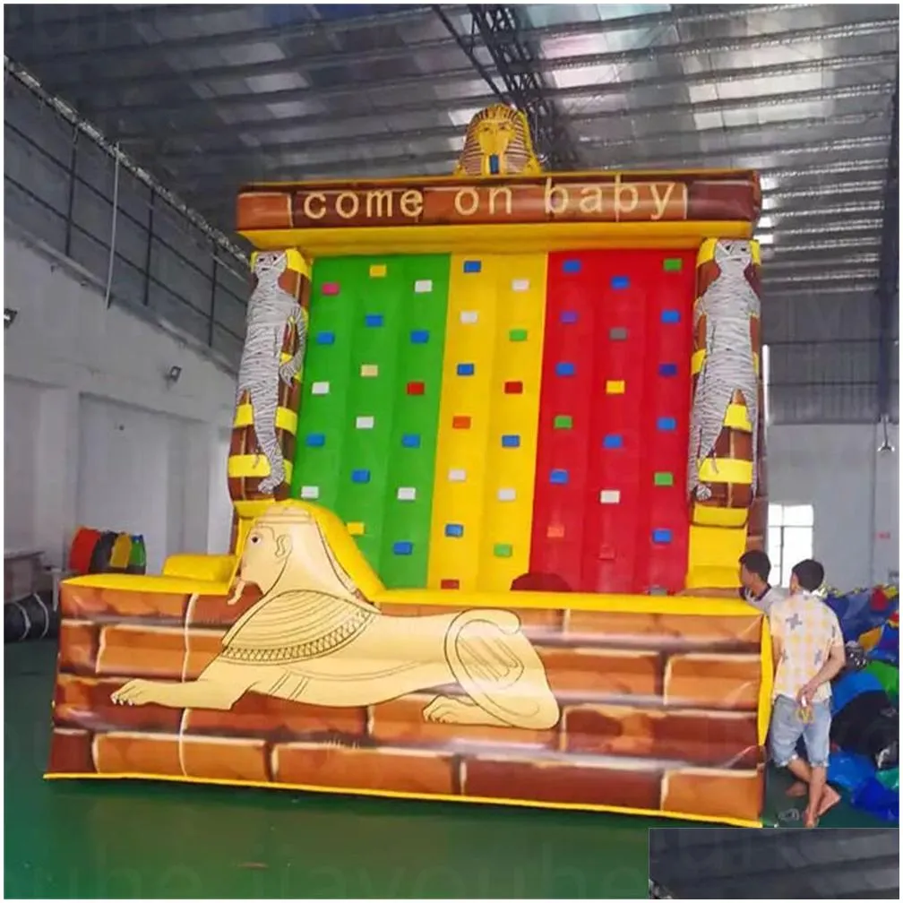 Outdoor Games Adventure Sport Inflatable Kids Rock Climbing Wall Game Printing PVC Mountain Climbing wall with blower by ship to door