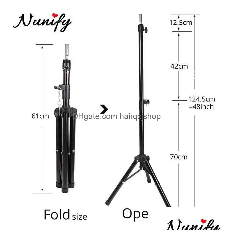 Wig Stand Nunify Black Tripod With Canvas Block Head Training Mannequin Manikin Styling Making Holder 50Pcs T Needle Drop Delivery Hai Dhlxf