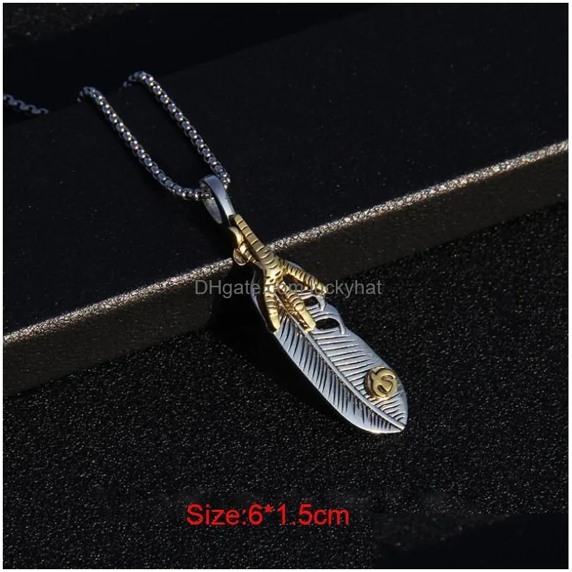 Pendant Necklaces Creative Vintage Leaf Long Necklace Mens  Claw Feather For Men Women Beach Boho Fashion Drop Delivery Jewelry P Dhx1P