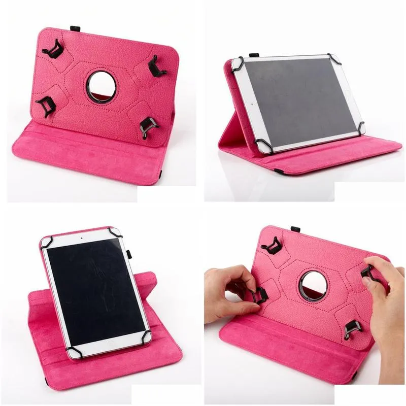 7 8 inch Universal 360 Degree Rotate PU Leather Protective Case Cover For Tablet PC Flip Cases Builtin Card Buckle Stand1575041