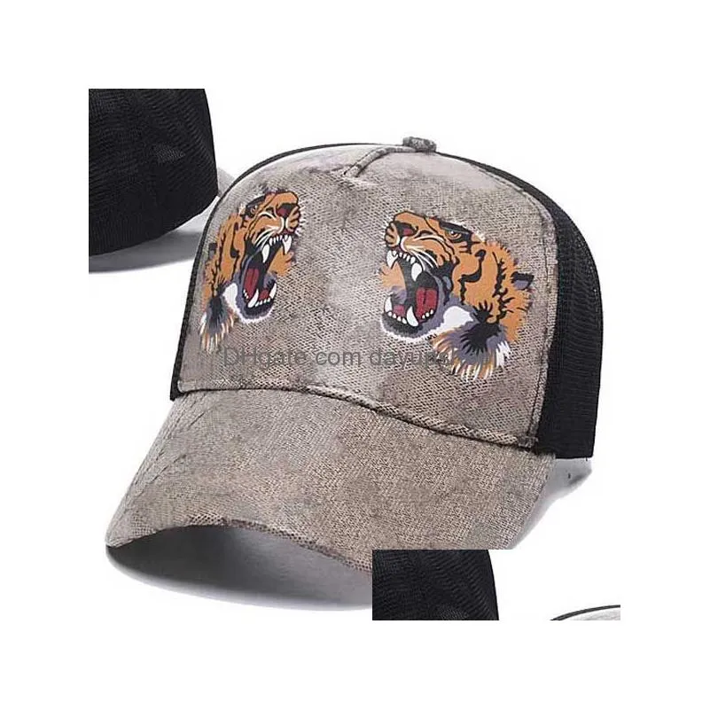 Ball Caps Luxury Designer Men Baseball Brand Tiger Head Hats Bee Snake Embroidered Casquette Sun Hat Gorras Sports Mesh Trucker Cap Dr Dh92N