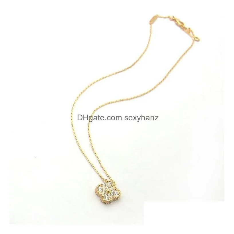 Pendant Necklaces Designer Jewelry Chains Luxury Bijoux Cjewelers  Letter Fourleaf Flower Buckle Fl Diamond Carved Single Drop Del