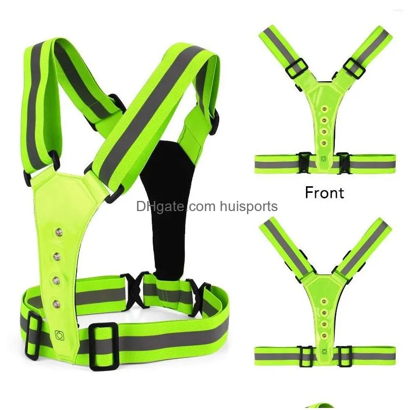 racing jackets high visibility led reflective vest night safety belt gear for cycling walking motorcycle day protective