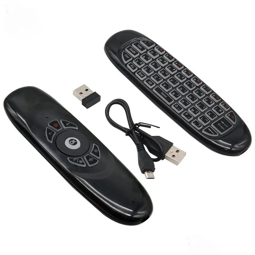 C120 Air Mouse 2.4G RF Smart Remote Control 7 Color Backlight English Wireless Keyboard for Android Smart TV Box