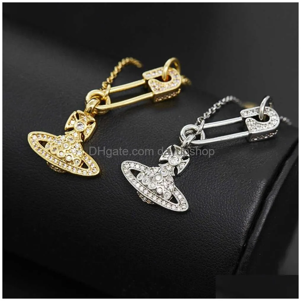 Beaded Designer High Quality Empress Dowager Xis Diamond Studded Pin Fine Chain Niche Design Fashionable Planet Bracelet Female Drop Dhlp0