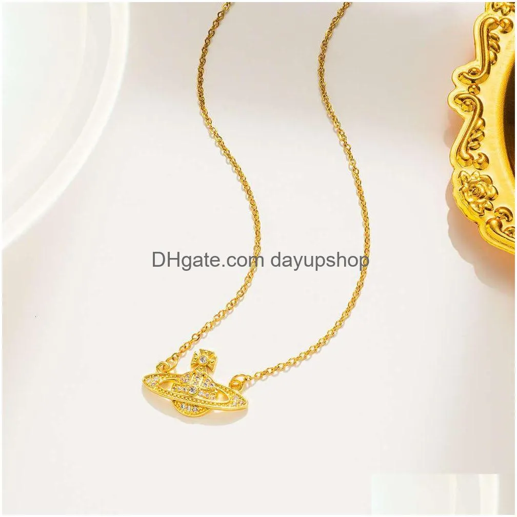 Other Fashion Accessories Designer High Quality New Sier Fl Diamond Hollowed Out Necklace Of Empress Dowager Tiktok Kwai Live Broadca Dhqpr