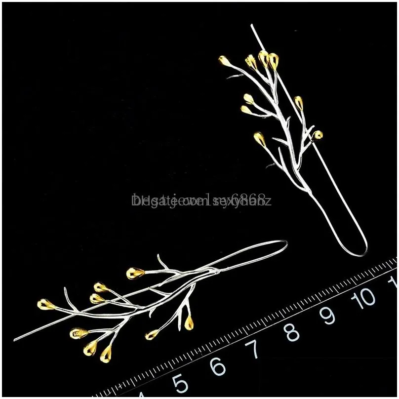 retro two-tone branch earring trend vintage silver color long hook earrings for women wedding engagement party jewelry