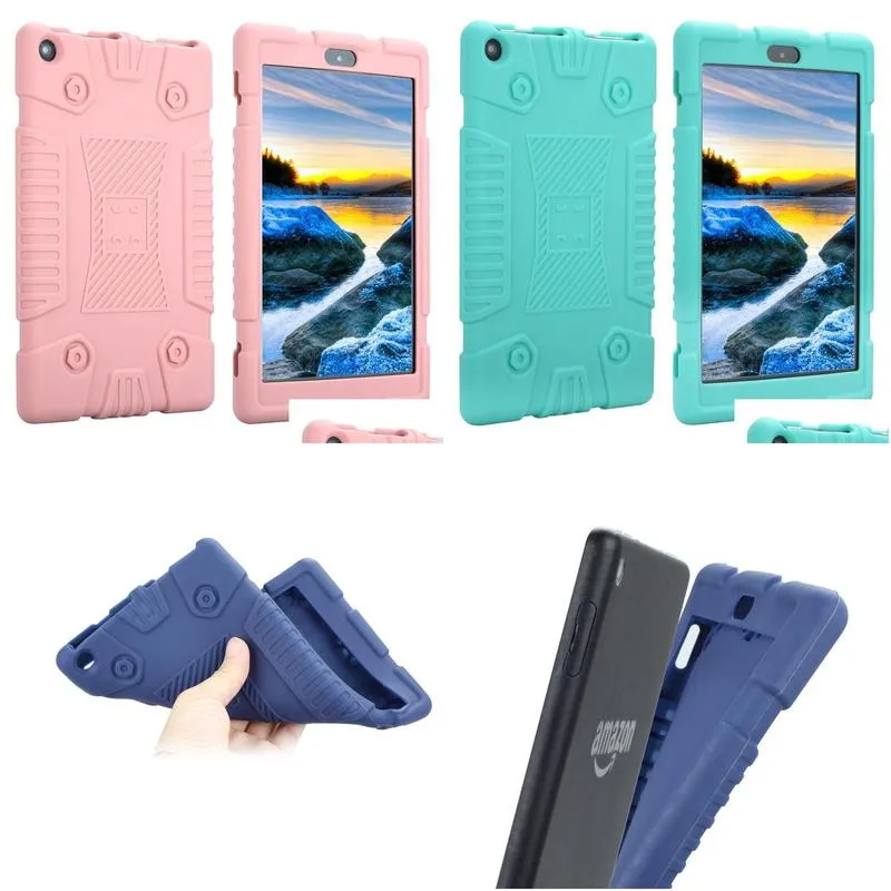 Kids Baby Nonslip Soft Silicone Shockproof Protective Case Cover For Amazon Kindle Fire 7 2019 2017 Fire7 HD 8 HD8 2015 2016