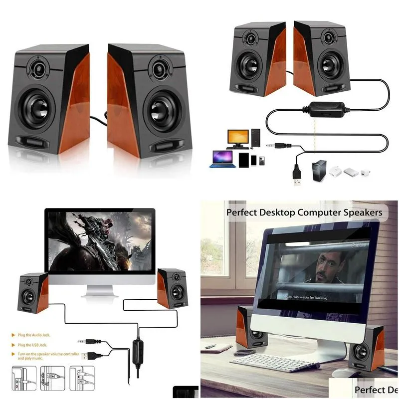 Sound Cards 3Wx2 Computer Speakers With Surround Stereo USB Wired Powered Multimedia Speaker For PCLaptopsSmart Phone79487377281580