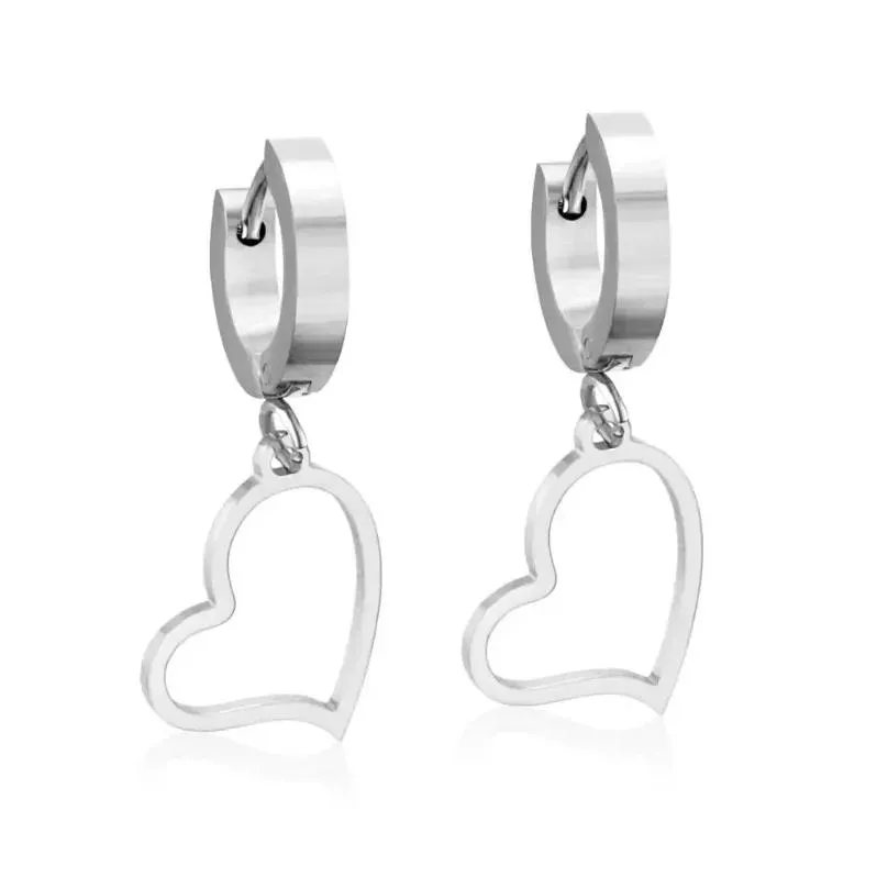 Hoop Earrings LUXUSTEEL Statement Gold Color Silver Tone Aretes Heart Shape Lover`s Earring Fashion Jewelry Friend