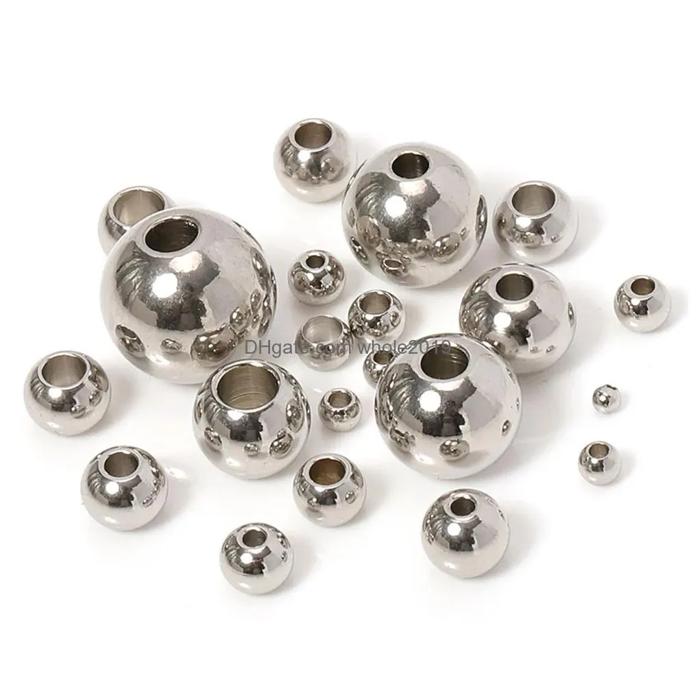 Crystal Beads 100Pcs 2 Mm12 Mm 316L Stainless Steel European Ball Metal Big Hole Spacer For Jewelry Making Diy Bracelet Necklace Drop Dhvhp