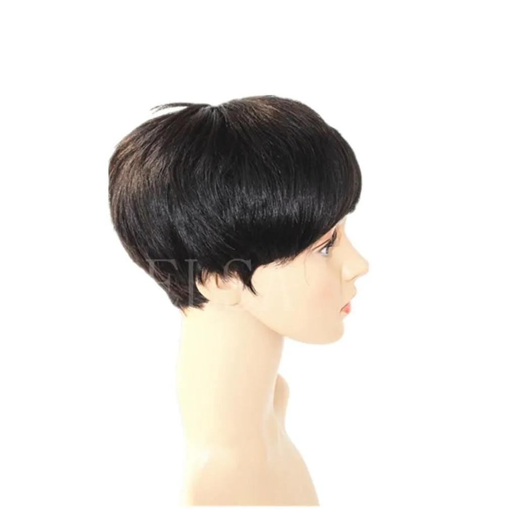 Pixie cut wig virgin Indian machine made wig human hair short bob none lace front wigs for african american women8141881