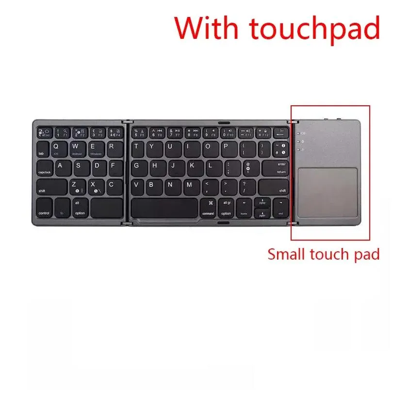 Pens 2023 Portable Bluetooth Keyboard Wireless Foldable Folding Keyboards Integrated with Touchpad for Ios Android Windows Pad Tablet
