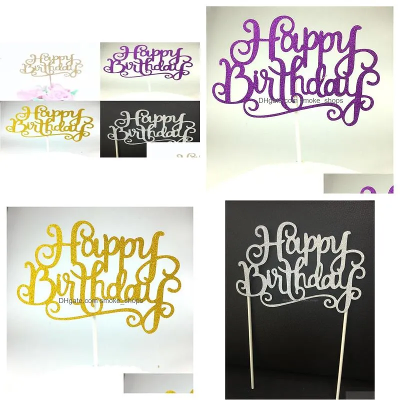 creative cake flag party topper happy birthday flags single stick for family party baking decoration supplies6600672
