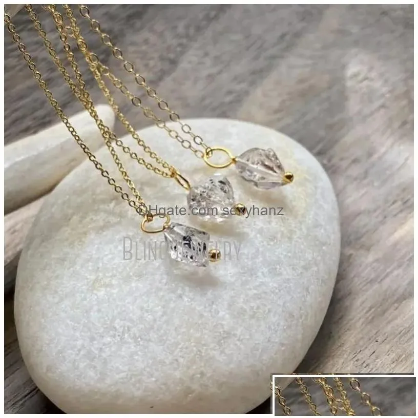 Pendant Necklaces Nm42102 Herkimer Diamond Necklace April Birthstone Gift Stone Clear Crystal Jewelry Drop Delivery Pendants Dhdpx