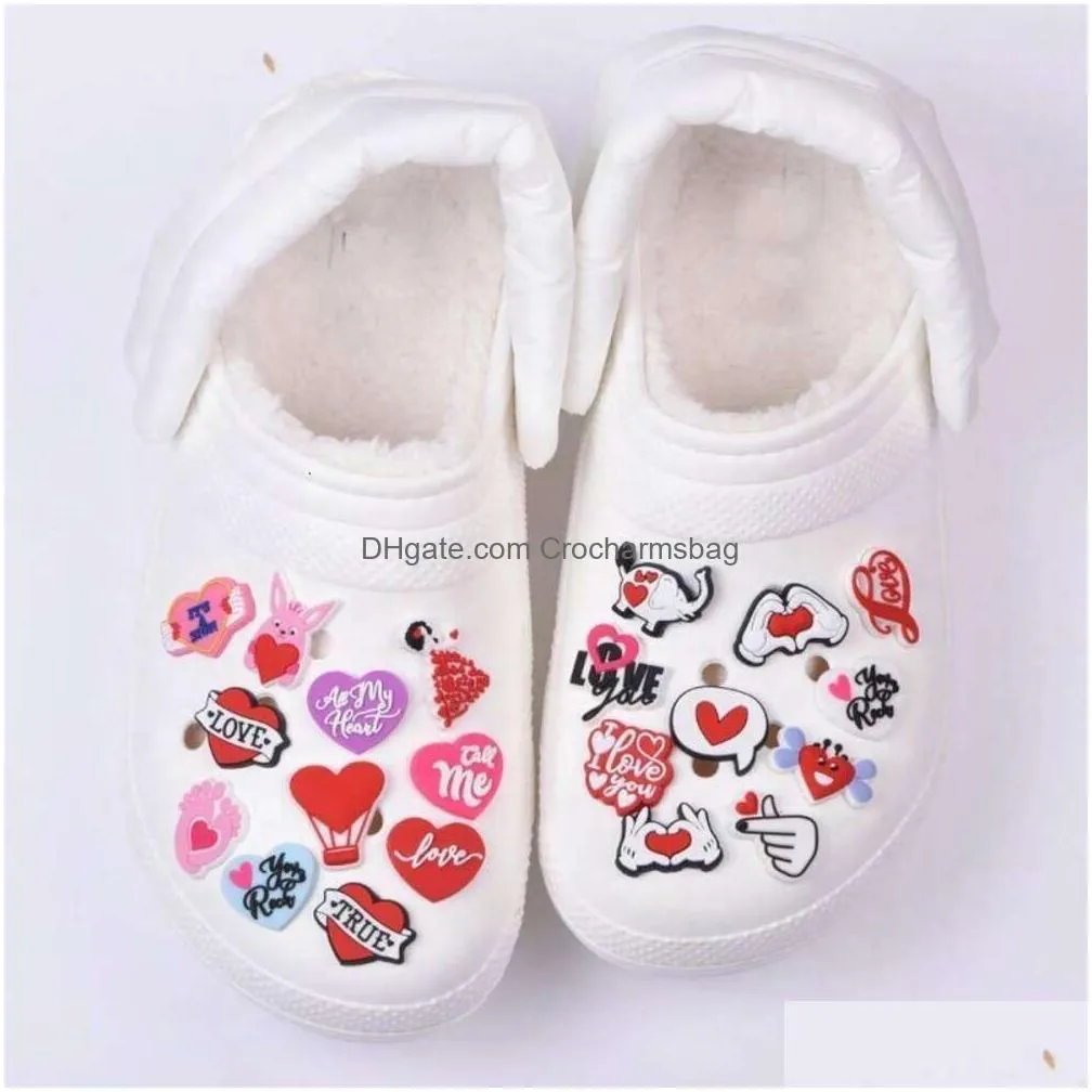 Shoe Parts & Accessories Selling Valentines Day Style Clog Charms Soft Pvc Custom For Drop Delivery Shoes Dh7Of