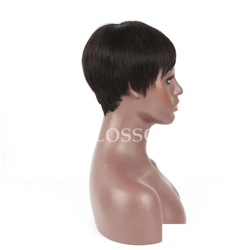100 Human Natural Hair Web Celebrity Short Layered Cut Wigs For Black Women African American Short Pixie Cut Glueless Bob Wigs4689493