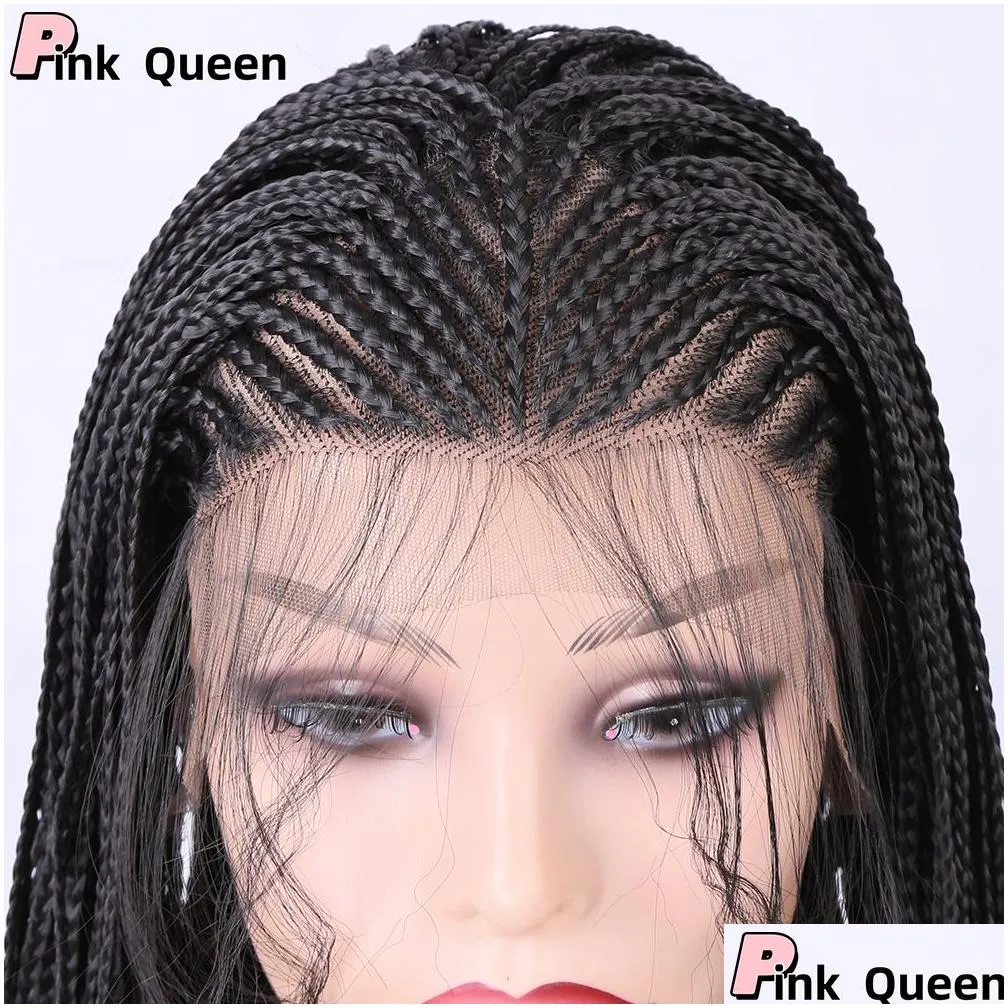 European and American fashion chemical fiber wig 13*4 front lace wig three dreadlocks black 26 inch long vacation hair