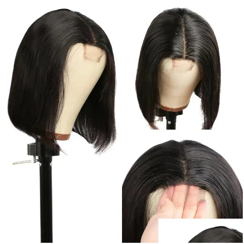 Brazilian Human Virgin Hair 2X6 Lace Bob Wig Silky Straight 4# Color P4/27 99J T4/350/4 Wigs 10-14inch Middle Part 150% 180% Density