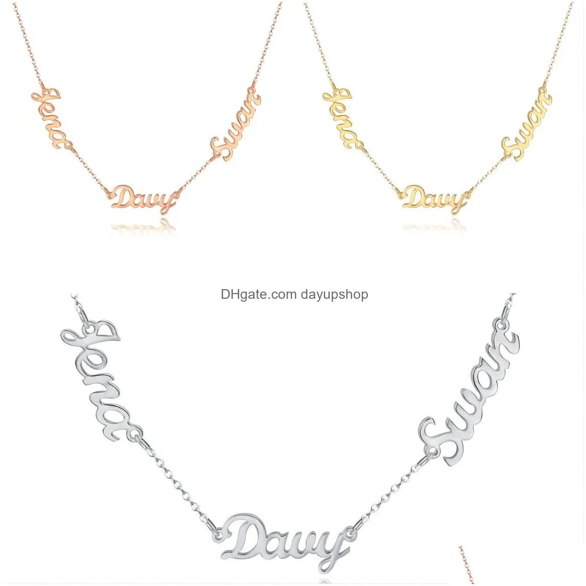 Chokers Personalized Necklace With Family Names Stainless Steel Gold Plated Birthday Drop Delivery Jewelry Necklaces Pendants Dhxvo