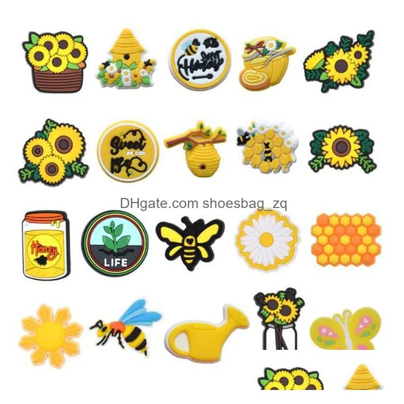 yellow flowers shoe part accessories charm croc decoration clog pin button buckle kid children gift