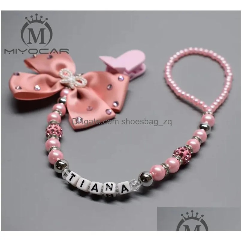 Personalisedany Name Set Stunning Pink Bling Pram Charmstroller Toy Rattles Bed Toy Rattle Pacifier Clip Holder Dummy Clip8991229