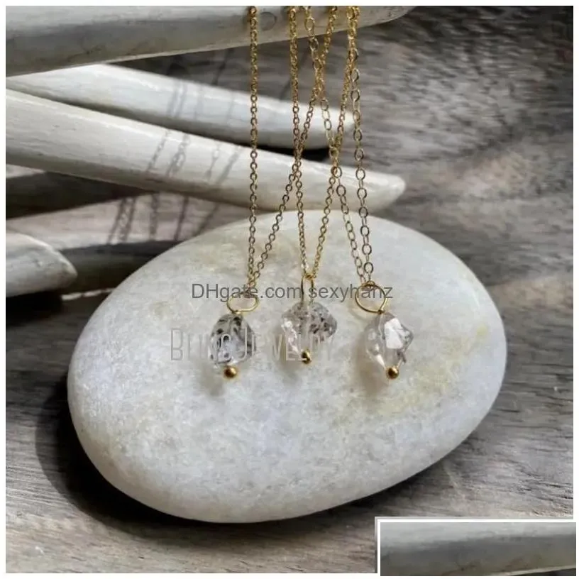 Pendant Necklaces Nm42102 Herkimer Diamond Necklace April Birthstone Gift Stone Clear Crystal Jewelry Drop Delivery Pendants Dhdpx