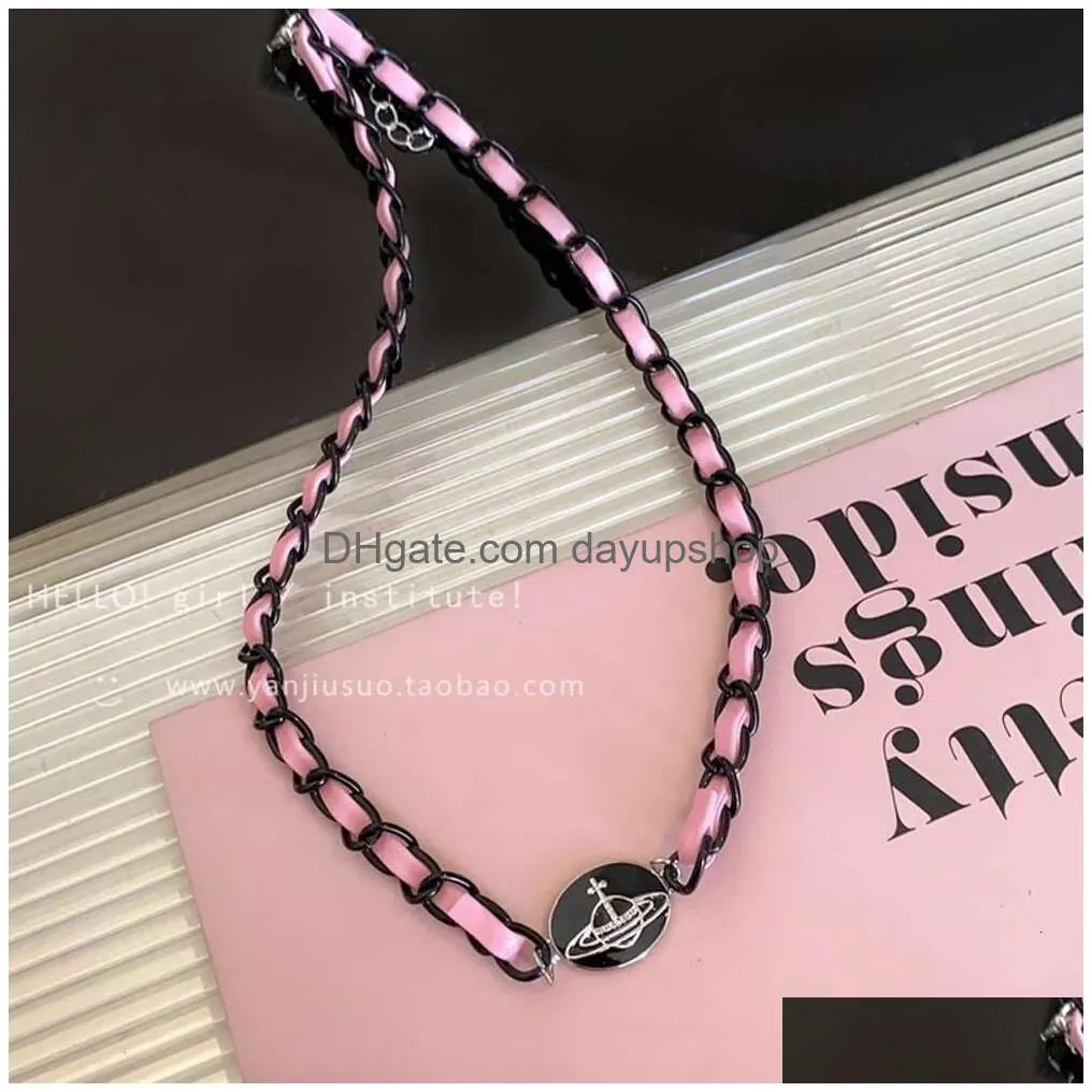 Other Fashion Accessories Designer High Quality Girlsweetheart Spicy Girl Pink Leather Rope Western Empress Dowager Collar Female Nec Dhdqj