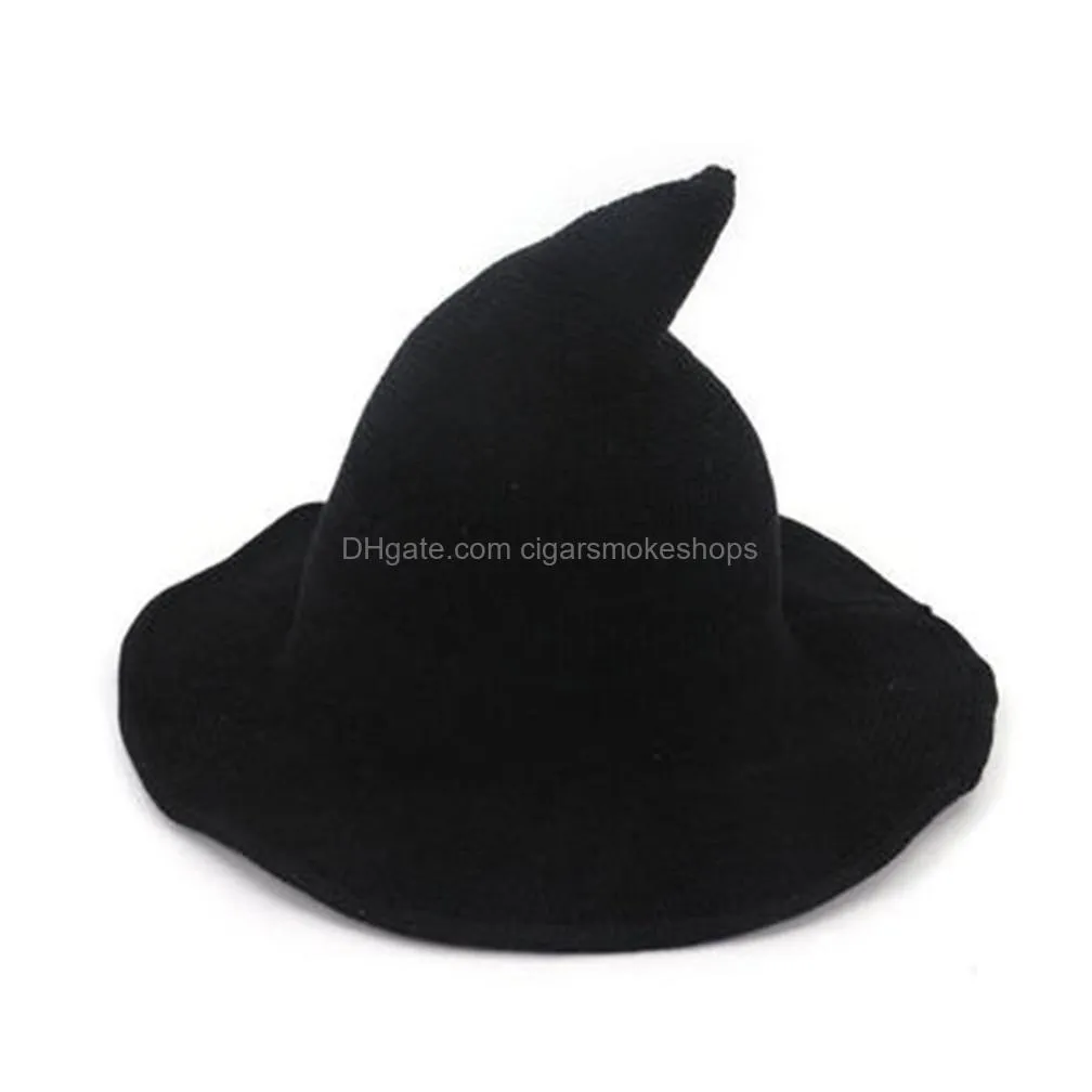 Party Hats 1Pc Modern Halloween Witch Hat Woolen Women Lady Made From Fashionable Sheep Wool Festival Drop Delivery Home Garden Festiv Dhyv7