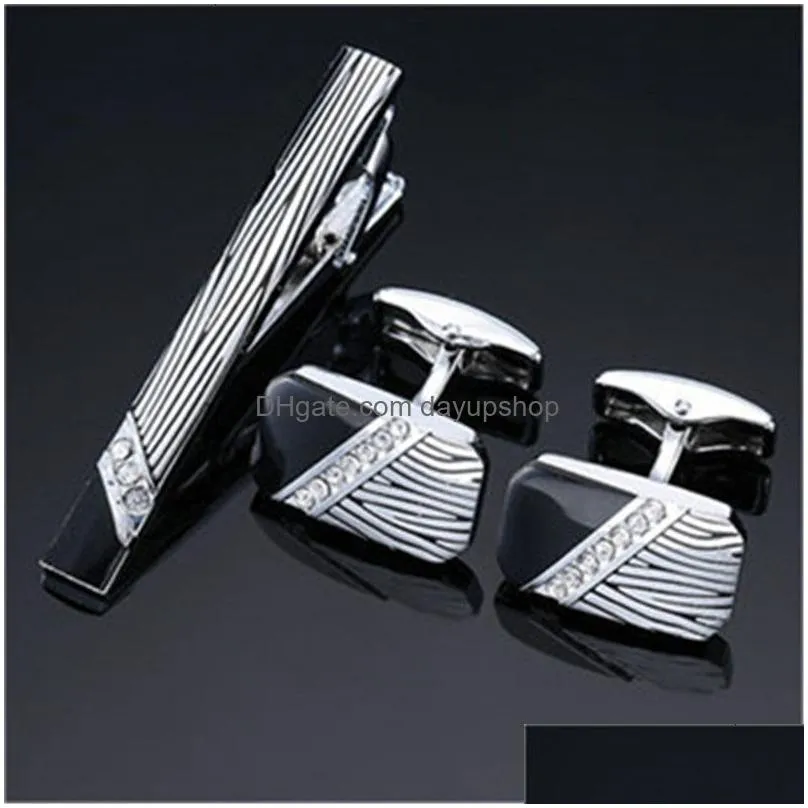 Cuff Links Luxury Cufflink And Tie Clip Set Pin For Mens Suit Accessories Bars Men Wedding Jewelry B246 230617 Drop Delivery Dhohw