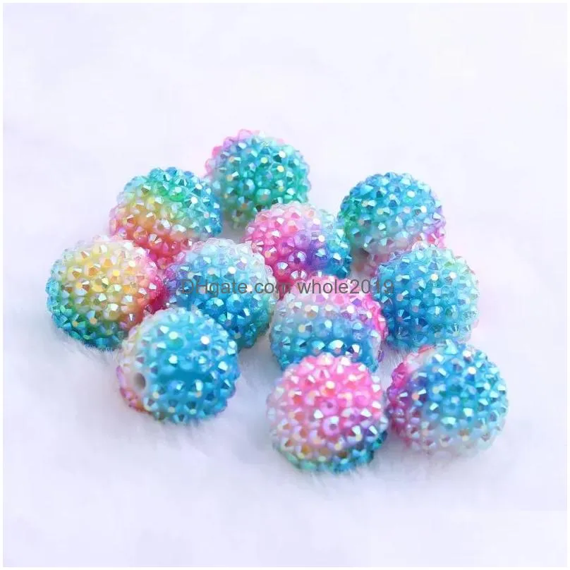 Crystal Beads Kwoi Vita 20Mm 100Pcs Chunky Colorf Rainbow Resin Rhinestone Ball For Kids Jewelry Drop Delivery Loose Dhotz