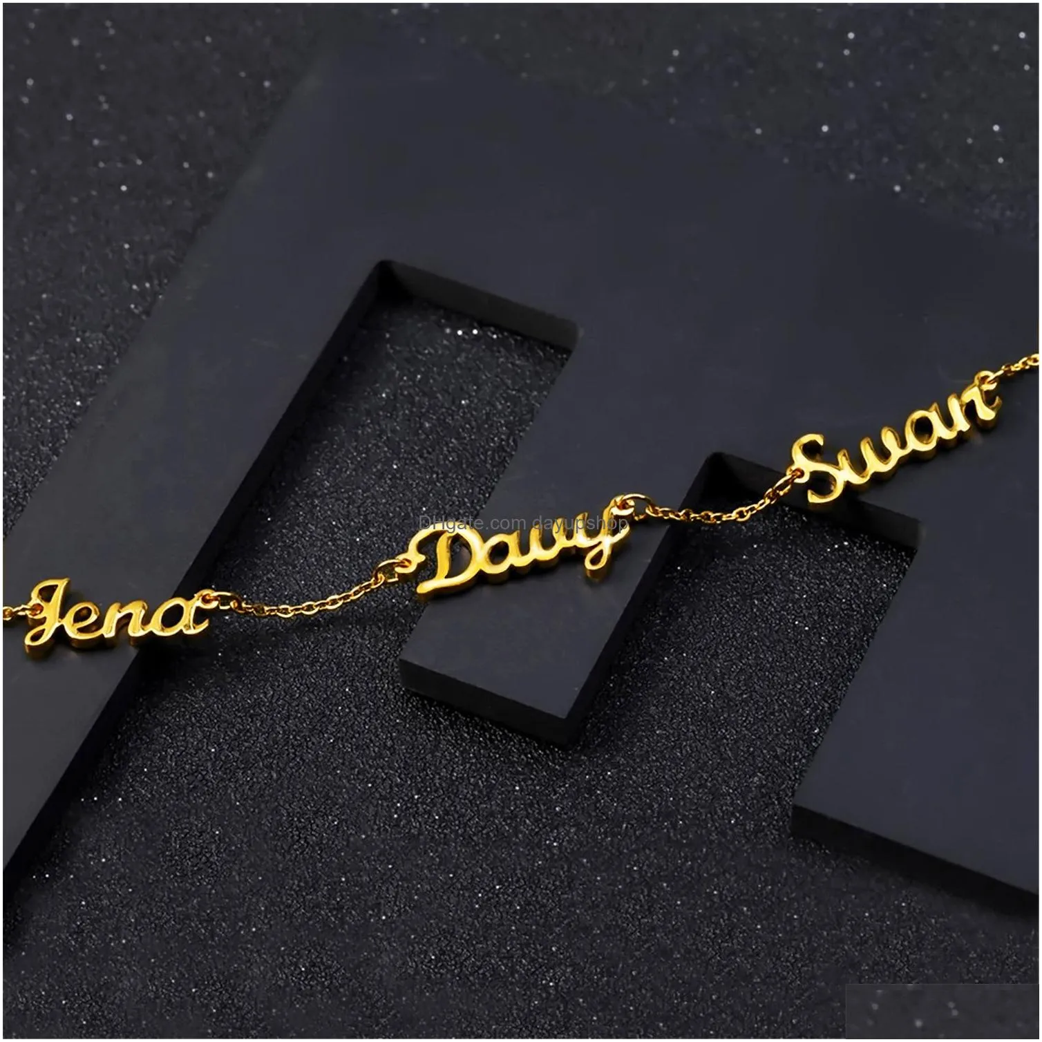 Chokers Personalized Necklace With Family Names Stainless Steel Gold Plated Birthday Drop Delivery Jewelry Necklaces Pendants Dhxvo