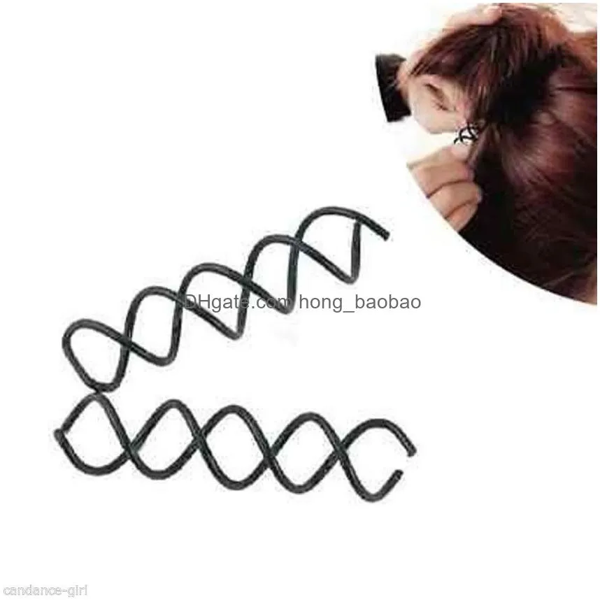 spiral spin screw pin hair clip hairpin twist barrette black hair accessories plate made tools b magic hair scroo bridal styling