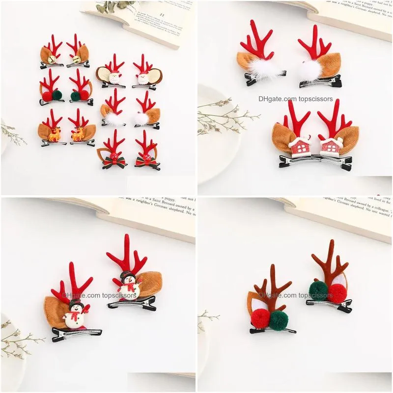 Hair Clips 1Pcs Cute Christmas Antlers Baby Hairpins Kids Girls Accessories Child Girl Toddler Hairpin Infant Headband Drop Delivery P Dhopv