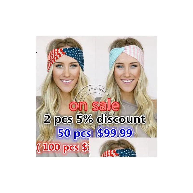 WholeNew American Flag Headband 4th of July USA Turban Stretch Headbands Bandana Turbante Hair Accessories A03943900613