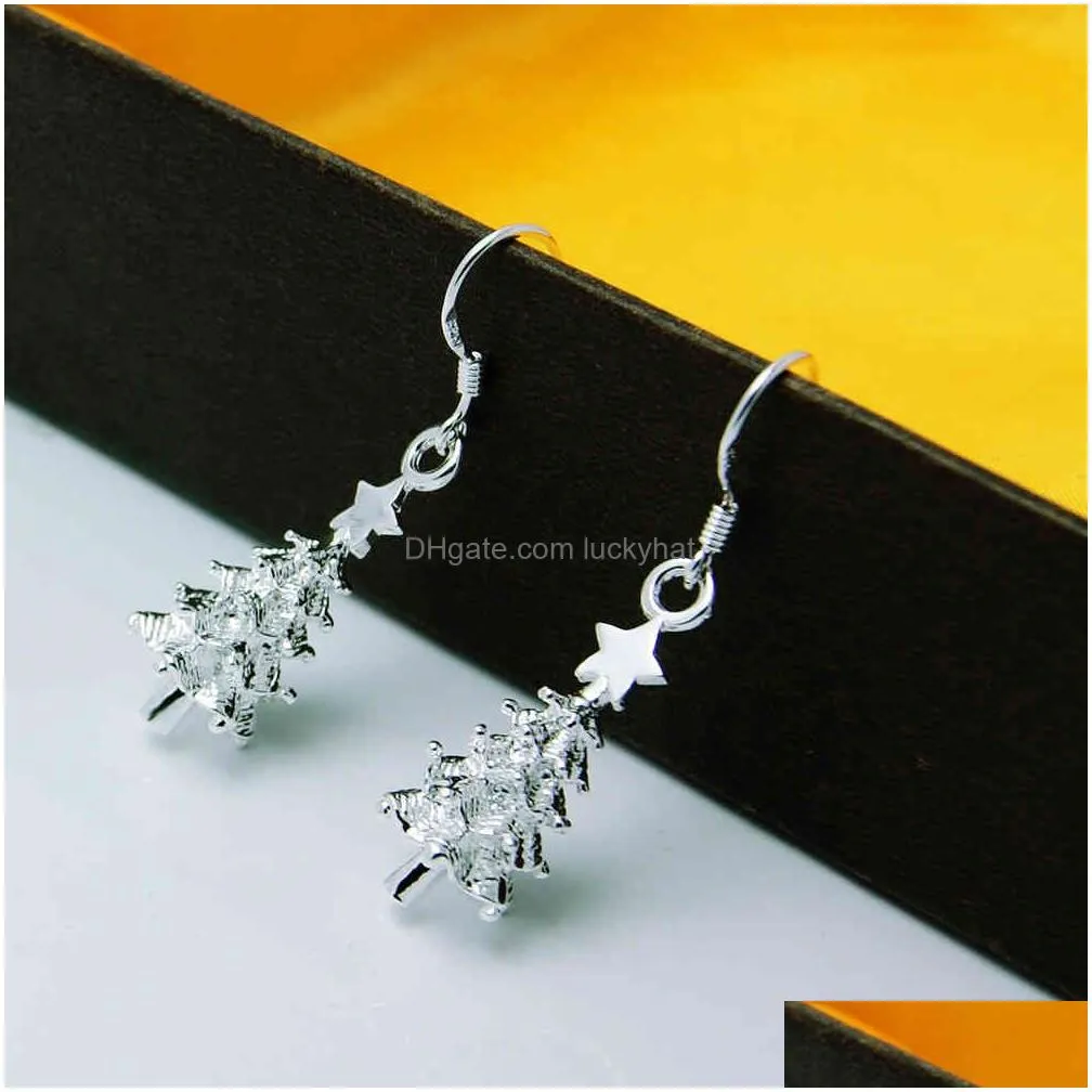 Charms Fashion Personality 100% 925 Sterling Sier Christmas Tree Drop Women Charm Thread Earrings Jewelry Gift Delivery Findings Compo Dh29O