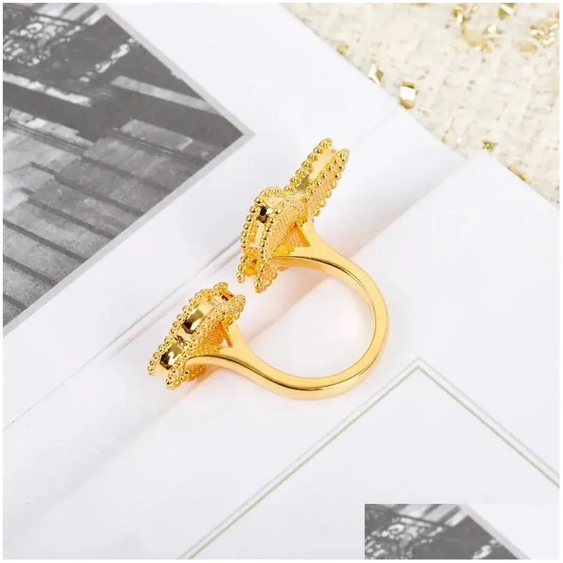 Cluster Rings 925 Silver Mother Of Pearl Lucky Fashion Women`s Ring Tiger Eye Butterfly High-End Jewelry Valentine`s Day Gift