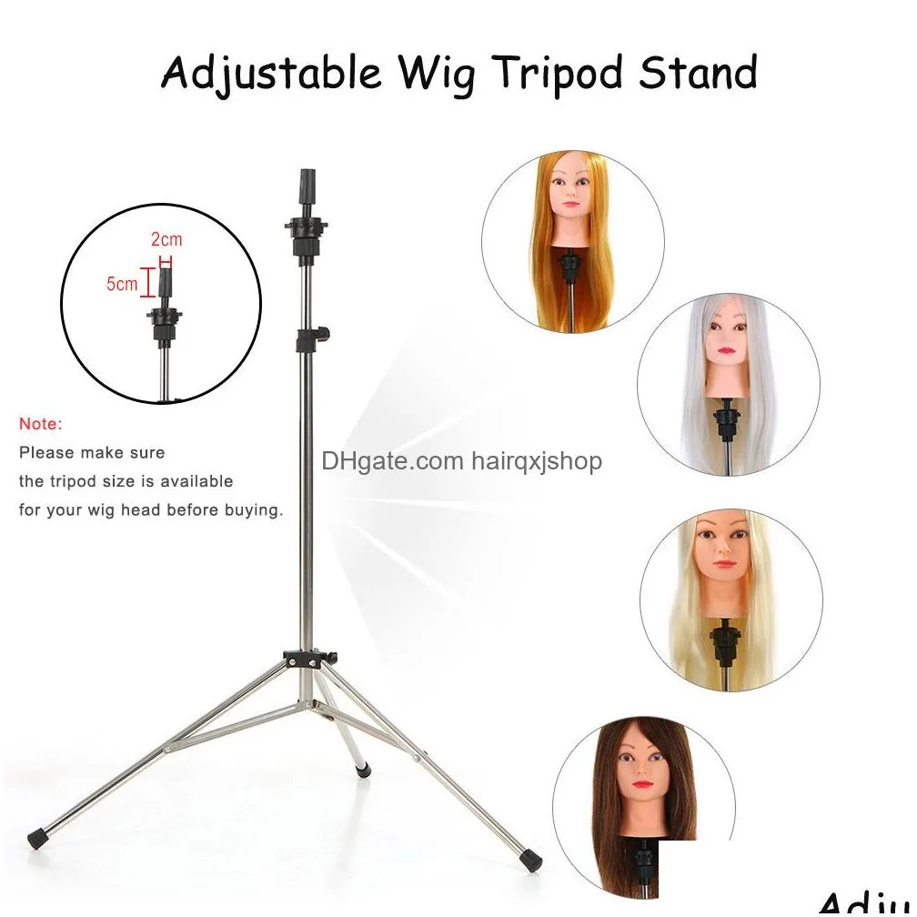 Hair Tools Adjustable Hairdressing Tripod Stand Training Mannequin Head Holder Stainless Steel Manikin Wig Stands Mold Clamp3215934 Dr Dh7Pn