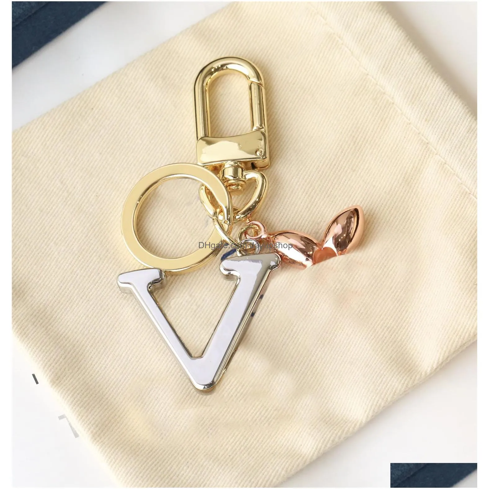 Keychains & Lanyards High Quality Keychain Luxury Designers Brand Key Chain Mens Carkeyring Womens Buckle Bags Pendant Exquisite Gift Dhffr