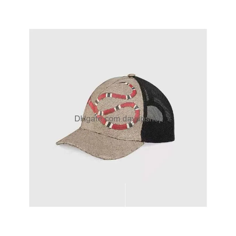 Ball Caps Luxury Designer Men Baseball Brand Tiger Head Hats Bee Snake Embroidered Casquette Sun Hat Gorras Sports Mesh Trucker Cap Dr Dh92N