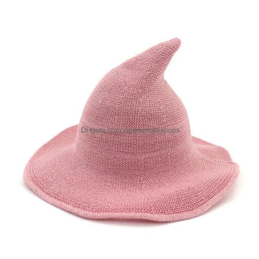 Party Hats 1Pc Modern Halloween Witch Hat Woolen Women Lady Made From Fashionable Sheep Wool Festival Drop Delivery Home Garden Festiv Dhyv7