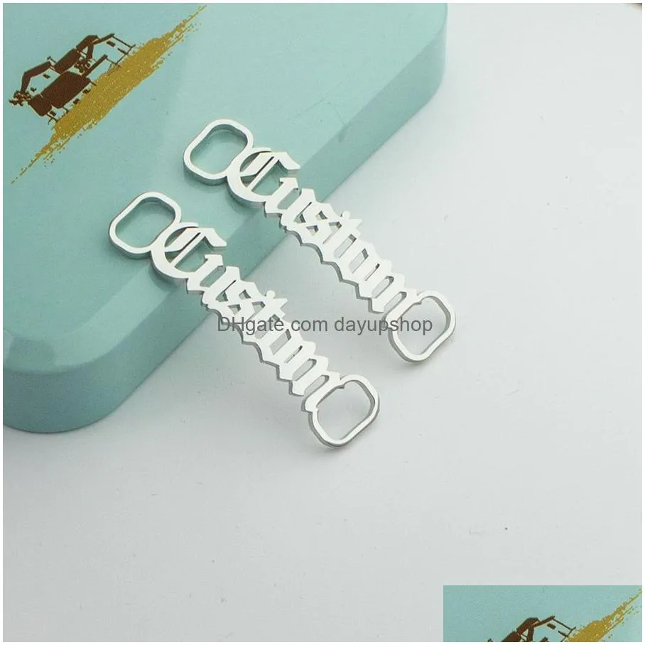 Charms Personalized Name Shoe Buckle Rope Decoration Charm Customized Initial Letters Jewelry Stainless Steel Shoelaces Drop Delivery Dhcyv