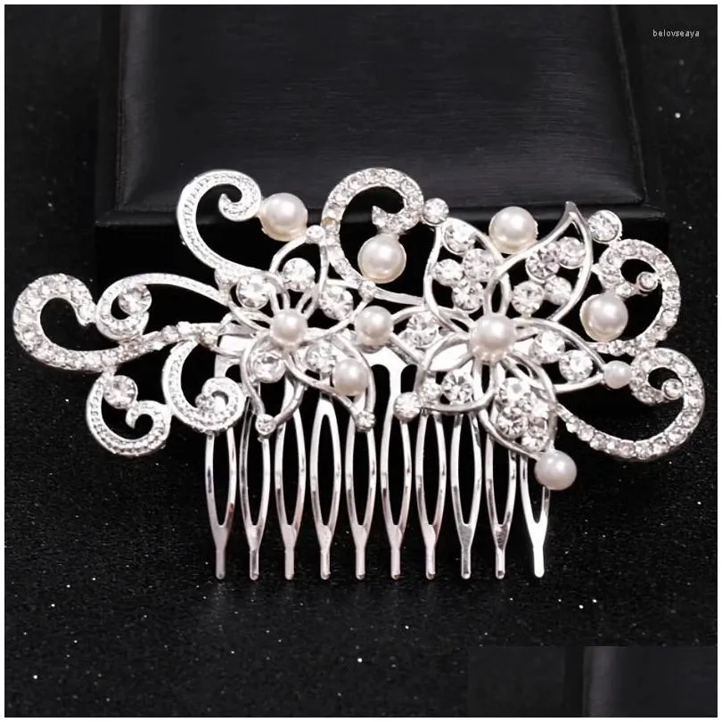 Hair Clips Crystal Pearl Bridal Comb Clip Hairpin Rhinestone Party Prom Wedding Accessories Jewelry