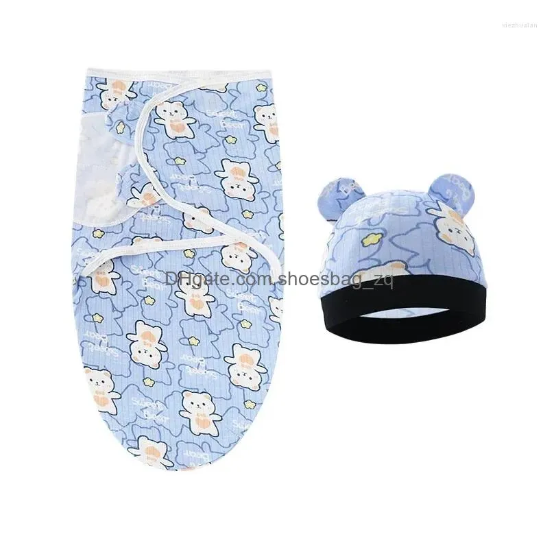 Blankets Summer Born Baby Boys Girls Head Neck Protector Cotton Sleeping Bag With Hat Set Swaddle Thin Breathable For 0-6 Months