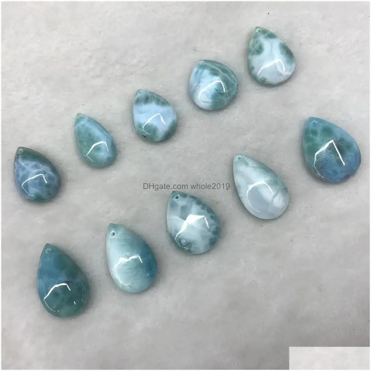 Pendant Necklaces Pendants Dominica Larimar/Copper Pectolite Stone Natural Gemstone Jewelry Necklace For Woman Man Gift Drop Delivery Dhejb