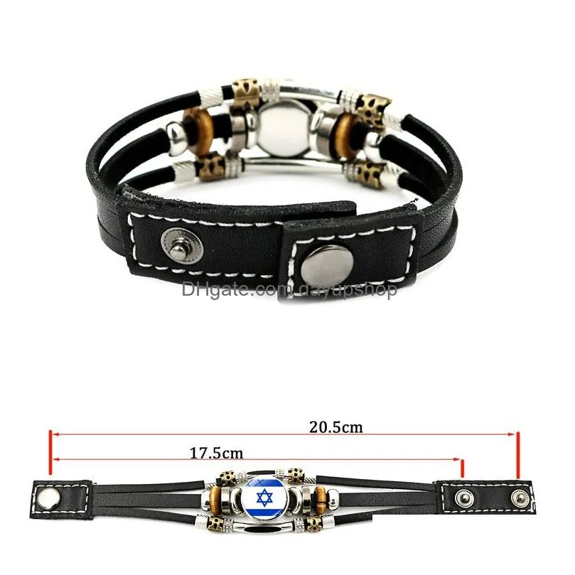 Charm Bracelets Leather Bracelet For Women Punk Style Mti-Layer Braided Beaded Jewelry Drop Delivery Dh2I1