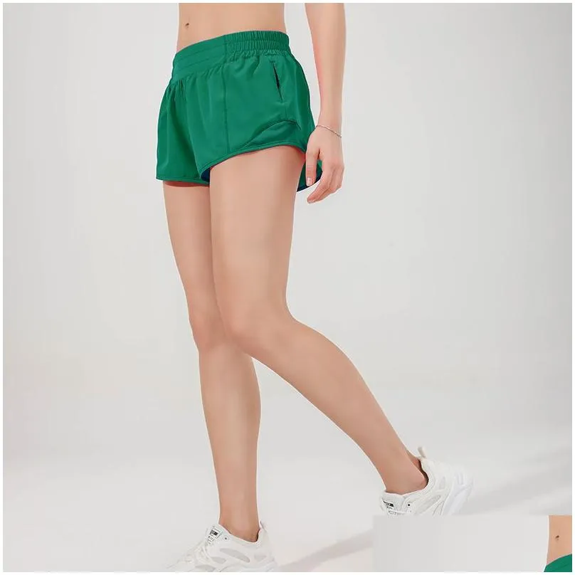 lu-16 Summer Track That 2.5-inch Hotty Hot Shorts Loose Breathable Quick Drying Sports Women`s Yoga Pants Skirt Versatile Casual Side Pocket Gym