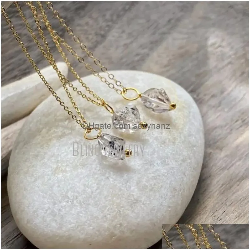 necklaces nm42102 herkimer diamond necklace april birthstone gift raw stone necklace clear crystal necklace herkimer diamond jewelry