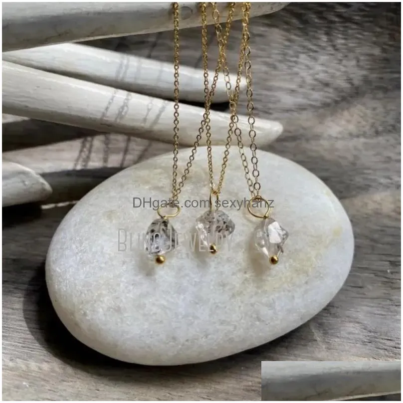 necklaces nm42102 herkimer diamond necklace april birthstone gift raw stone necklace clear crystal necklace herkimer diamond jewelry