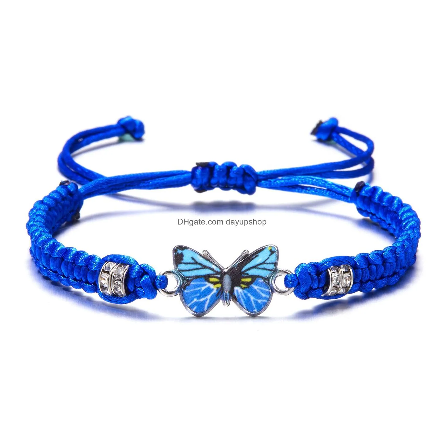 Charm Bracelets Personalized Butterfly Flower Bracelet Female Student Girlfriend Gift Handwoven Adjustable Wholesale Drop Delivery Je Dho45